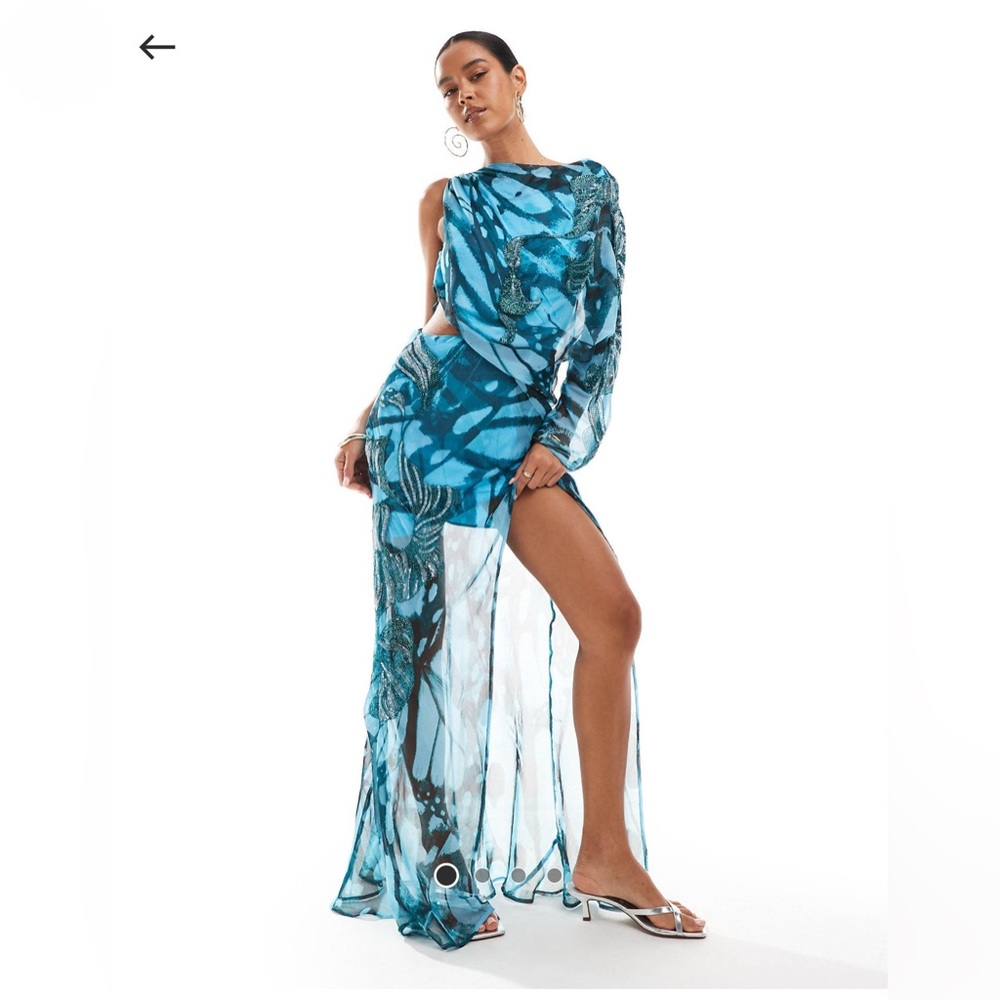 ASOS Design - embellished maxi dress in blue abstract print